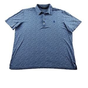Polo Golf Ralph Lauren Pro Fit Mens XL Blue Floral AOP Cotton Short Sleeve
